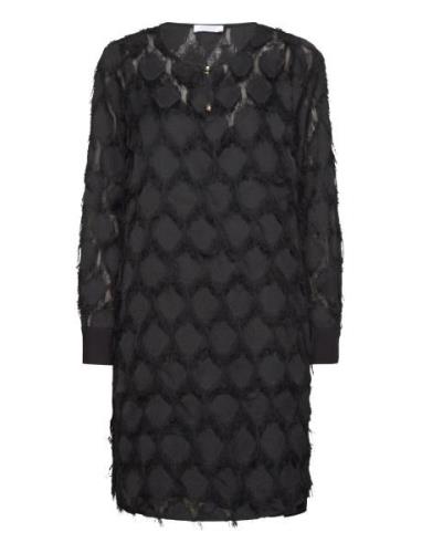 Dress In Fluffy Lace Knelang Kjole Black Coster Copenhagen