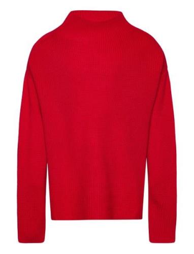 High Neck Sweater Tops Knitwear Pullovers Red FUB