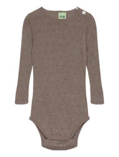 Baby Rib Cardigan Tops Knitwear Cardigans Brown FUB