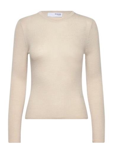 Slfnaja Ls Knit O-Neck Tops Knitwear Jumpers Cream Selected Femme