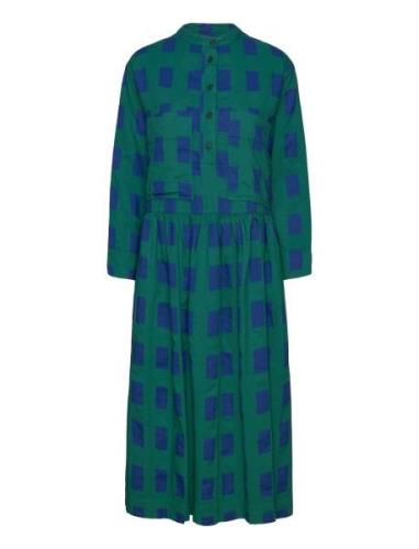 Checked Loose Fit Dress Knelang Kjole Green Bobo Choses