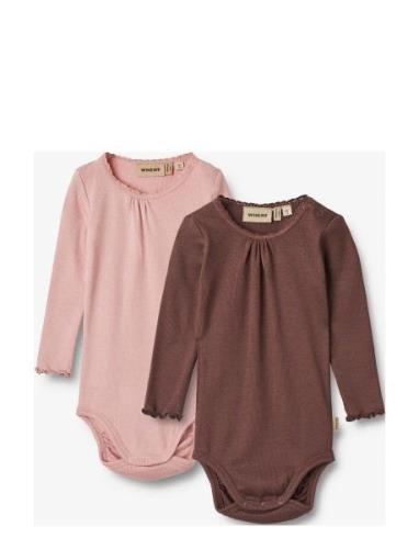 2 Rib Body L/S Lotta Bodies Long-sleeved Pink Wheat