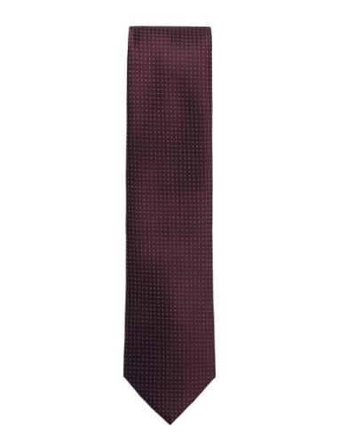 Polyester Tie With Dots 7 Cm Slips Burgundy Lindbergh Black