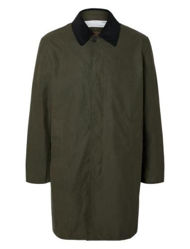 Slhwalter Waxed Cotton Coat Tynn Kåpe Khaki Green Selected Homme