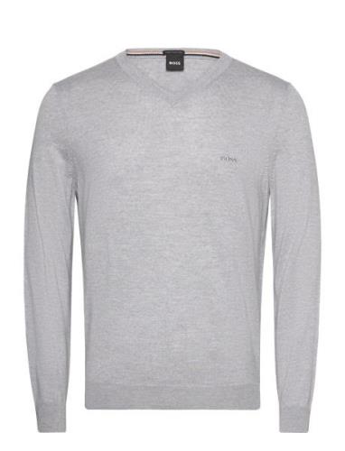 Baram-L Tops Knitwear V-necks Grey BOSS