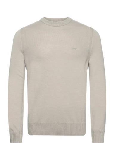 Avac_C Tops Knitwear Round Necks Beige BOSS