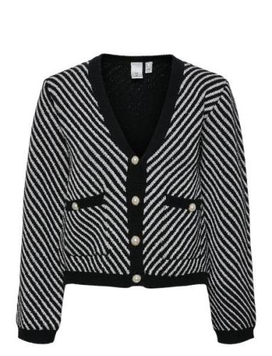 Yascharla Ls Sequin Knit Cardigan Vattert Jakke Black YAS