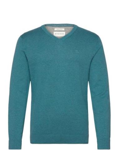 Basic V-Neck Knit Tops Knitwear V-necks Blue Tom Tailor