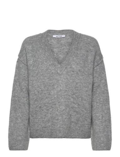 Srallison V-Neck Knit Tops Knitwear Jumpers Grey Soft Rebels