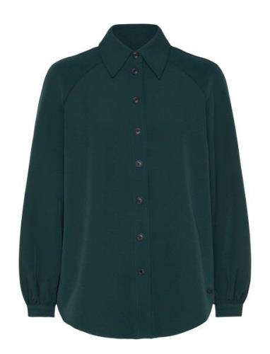 Crepe Peasant Sleeve Overshirt Tops Overshirts Green Scotch & Soda