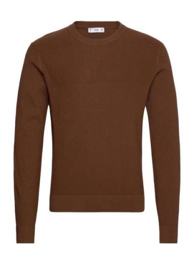 Sweater Antigua Tops Knitwear Round Necks Brown Mango