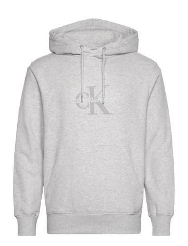 Chenille Monologo Hoodie Tops Sweat-shirts & Hoodies Hoodies Grey Calv...