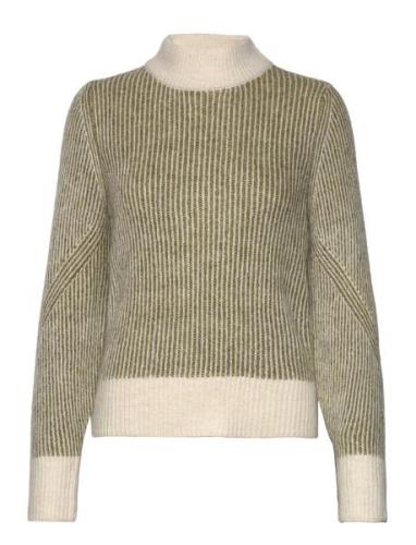 Ihkamara Ls Stripe4 Tops Knitwear Turtleneck Khaki Green ICHI