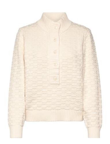 Pd-Grace Half Placket Knit Tops Knitwear Jumpers Cream Pieszak