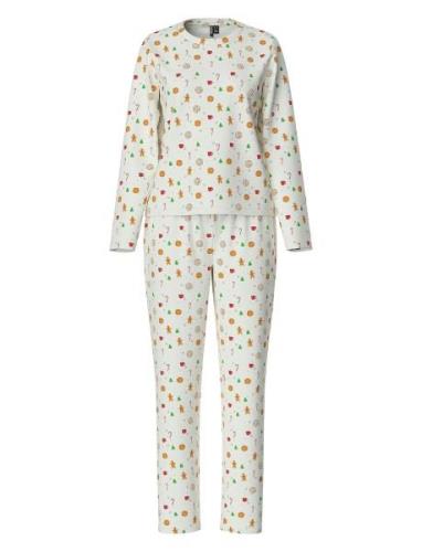 Pcfreya Ls Nightwear Set Kac Pyjamas White Pieces