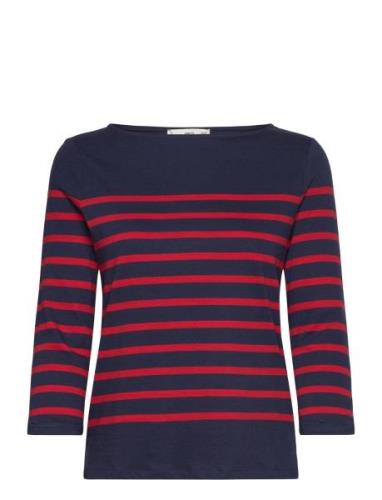 Striped Boat-Neck T-Shirt Tops T-shirts & Tops Long-sleeved Navy Mango