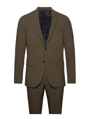 Plain Mens Suit - Normal Length Dress Green Lindbergh