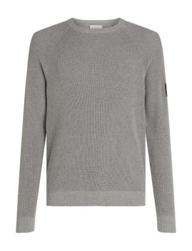 Badge Easy Sweater Tops Knitwear Round Necks Grey Calvin Klein Jeans