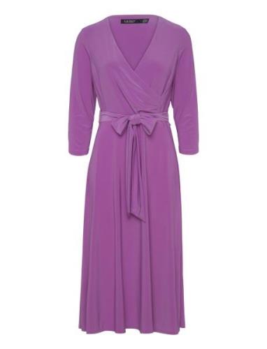 Surplice Jersey Dress Knelang Kjole Purple Lauren Ralph Lauren