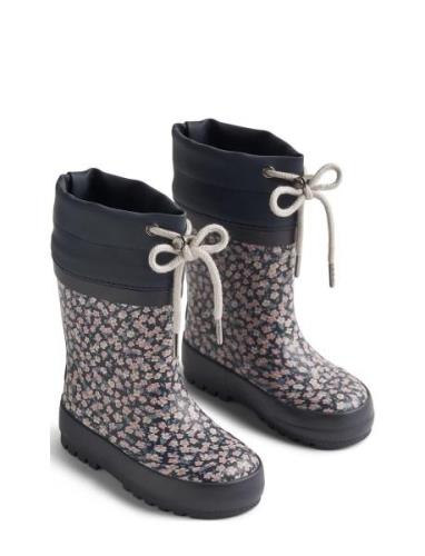 Rubber Boot Thermo Print Shoes Rubberboots High Rubberboots Navy Wheat