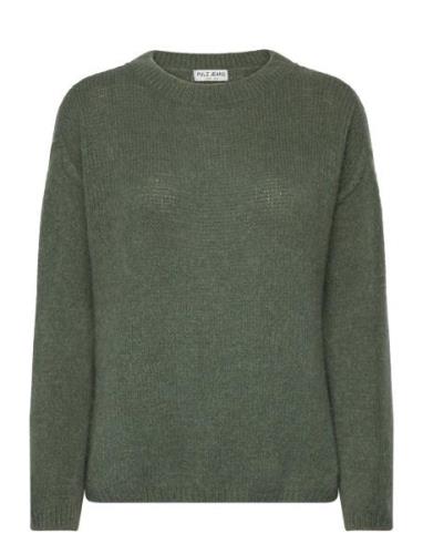 Pzmaria Ls Ck Pullover Tops Knitwear Jumpers Khaki Green Pulz Jeans