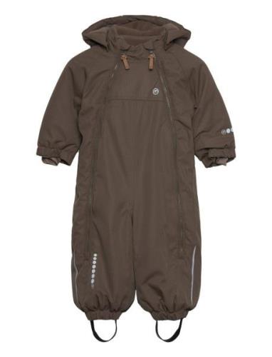 Snow Suit Outerwear Coveralls Snow-ski Coveralls & Sets Brown Minymo