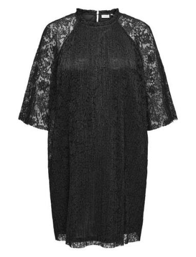 Carlosia 3/4 Lace Blk Dress Jrs Kort Kjole Black ONLY Carmakoma