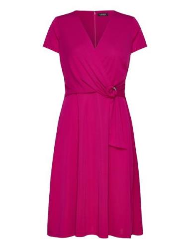 Surplice Jersey Dress Kort Kjole Pink Lauren Ralph Lauren