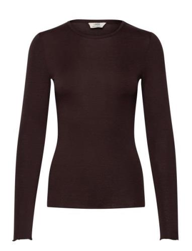 Top Wanda Wool Blend Tops T-shirts & Tops Long-sleeved Brown Lindex