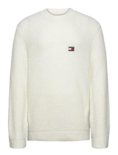 Tjm Reg Waffle Sweater Tops Knitwear Round Necks Cream Tommy Jeans