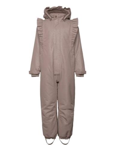 Snowsuit W. Frills Outerwear Coveralls Snow-ski Coveralls & Sets Brown...