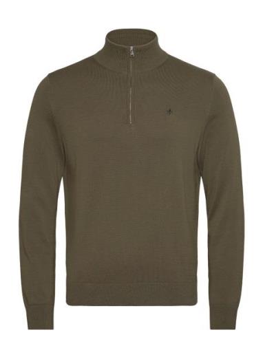 Brian Half Zip Tops Knitwear Half Zip Jumpers Green Morris