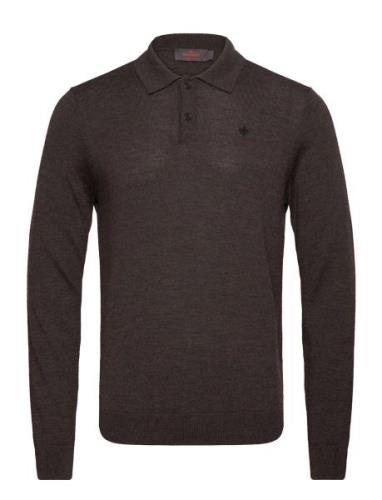 Merino Polo Knit Tops Knitwear Long Sleeve Knitted Polos Brown Morris