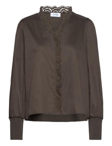 Lr-Isla Solid Tops Blouses Long-sleeved Brown Levete Room