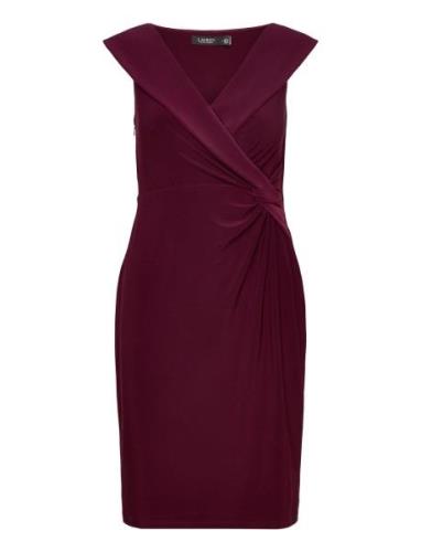 Jersey Off-The-Shoulder Cocktail Dress Kort Kjole Burgundy Lauren Ralp...