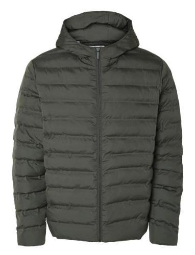 Slhbarry Quilted Hoodjacket Noos Fôret Jakke Grey Selected Homme