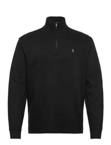 Estate-Rib Quarter-Zip Pullover Tops Knitwear Half Zip Jumpers Black P...