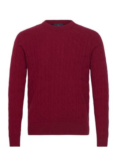 Lw Cable Crew Tops Knitwear Round Necks Red Hackett London