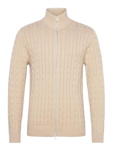 Slhryan Structure Full Zip Tops Knitwear Full Zip Jumpers Beige Select...