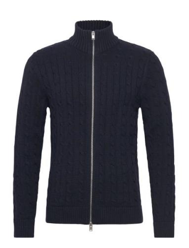 Slhryan Structure Full Zip Tops Knitwear Full Zip Jumpers Navy Selecte...