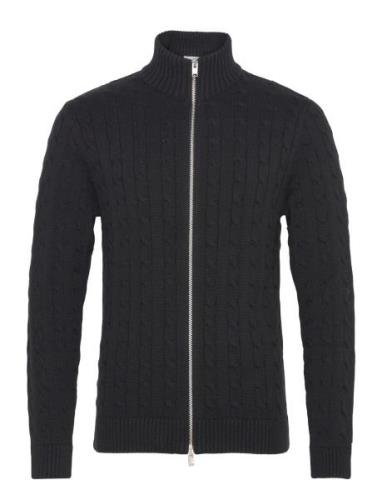 Slhryan Structure Full Zip Tops Knitwear Full Zip Jumpers Black Select...