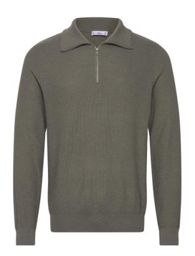 Sweater With Polo-Neck Structure And Zip Tops Knitwear Half Zip Jumper...