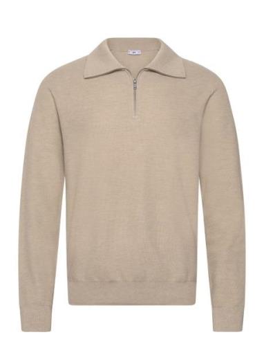 Sweater With Polo-Neck Structure And Zip Tops Knitwear Half Zip Jumper...