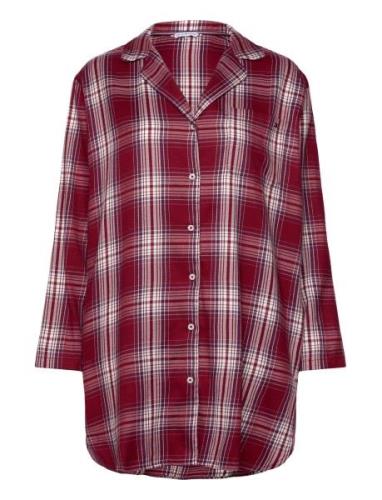 Shirt Nightdress Fl Nattkjole Burgundy Tommy Hilfiger