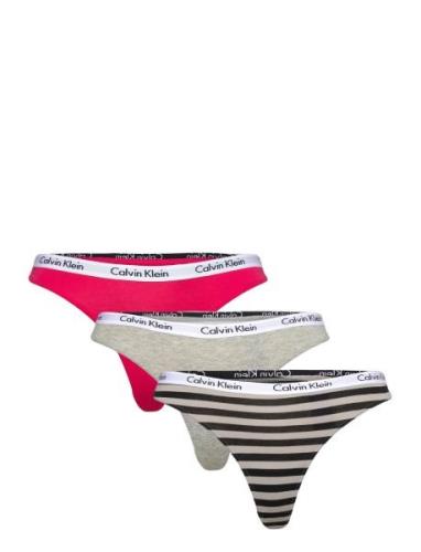 Thong 3Pk Stringtruse Undertøy Multi/patterned Calvin Klein