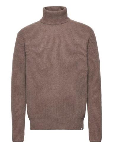 Eddie Wool Rib Rollneck Knit Tops Knitwear Turtlenecks Beige Les Deux