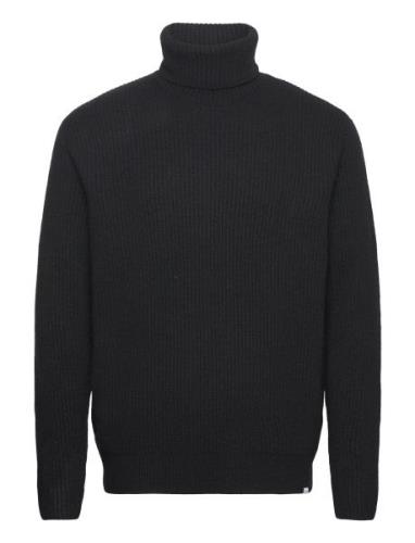 Eddie Wool Rib Rollneck Knit Tops Knitwear Turtlenecks Black Les Deux