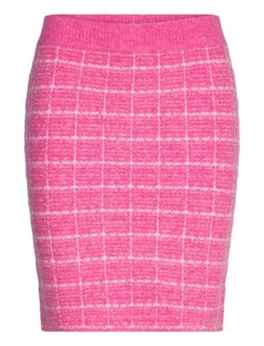 Viaudrey Check Knit Skirt /Ka Kort Skjørt Pink Vila