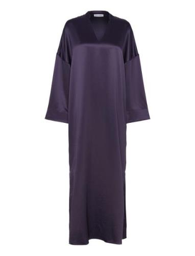 Nina V-Neck Dress Maxikjole Festkjole Purple Ahlvar Gallery