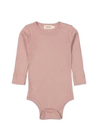 Plain Body Ls Bodies Long-sleeved Pink MarMar Copenhagen